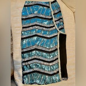 Beaded Skirt with high slit.